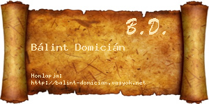 Bálint Domicián névjegykártya